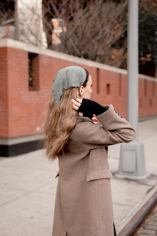 Suede Stud Bandana (Olive)