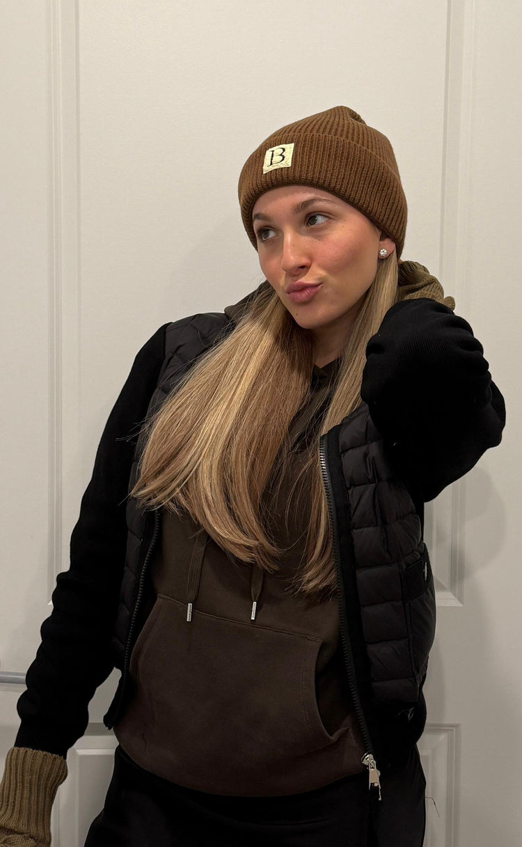 Brown Beanie Sherpa Logo