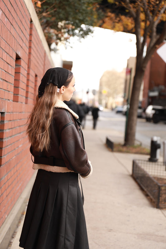 Suede Stud Bandana (Black)