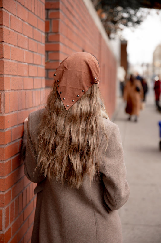 Suede Stud Bandana (Brown)