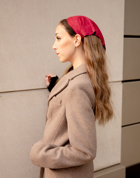 Suede Stud Bandana (Burgundy)