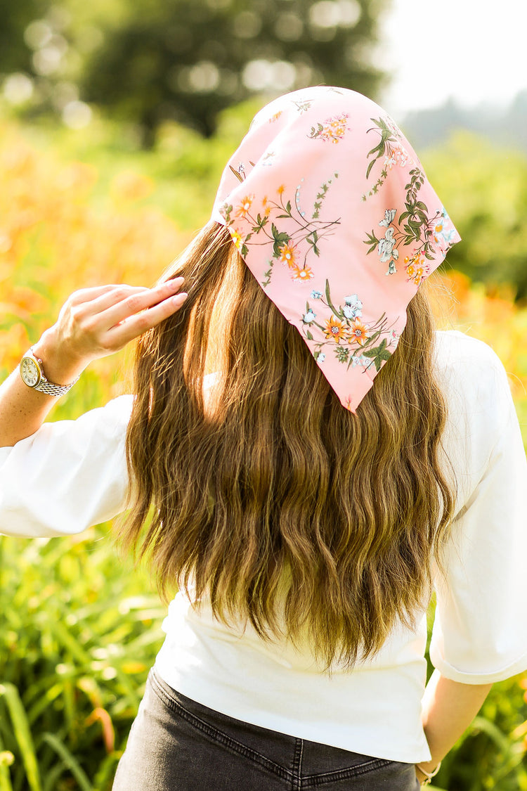 Pastel Pink Silk Blossom Bandana