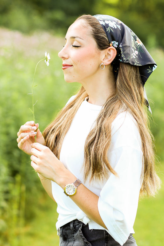 Black Silk Blossom Bandana