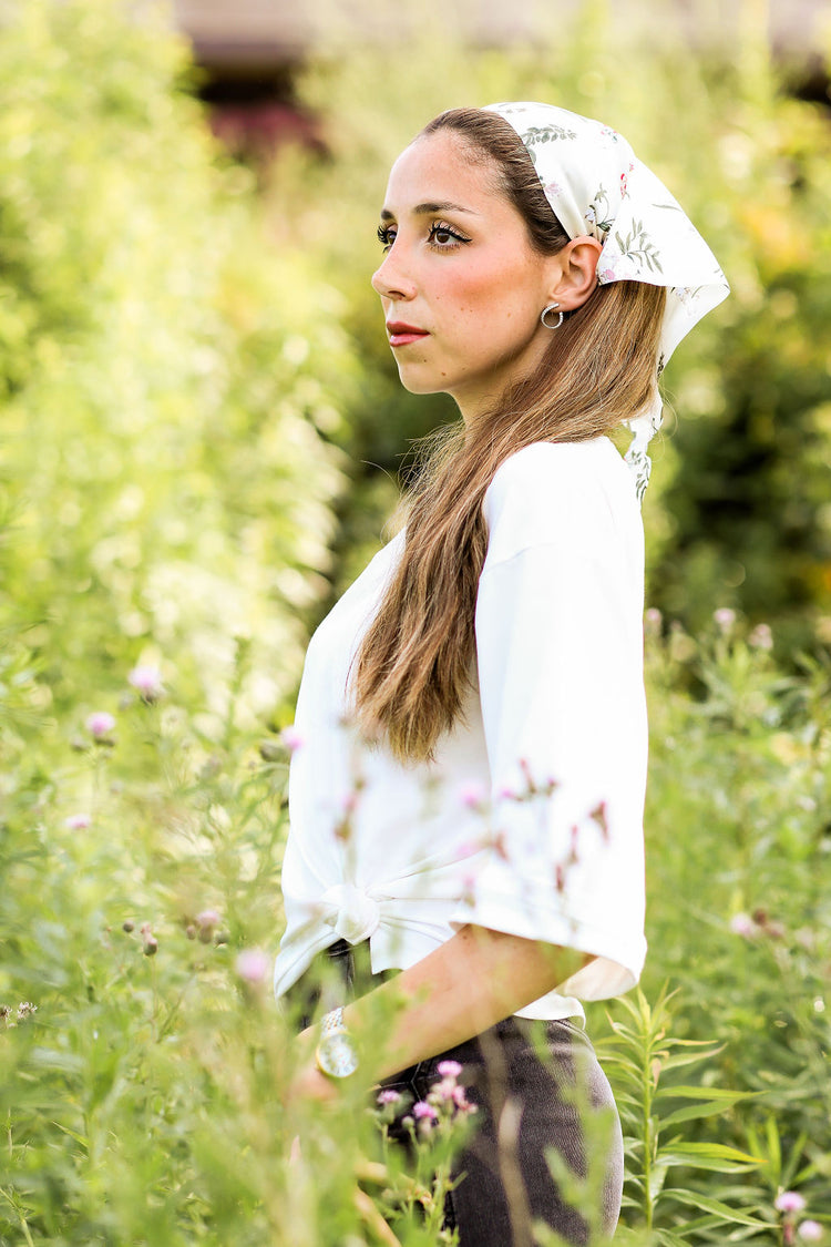 Cream/Off White Silk Blossom Bandana