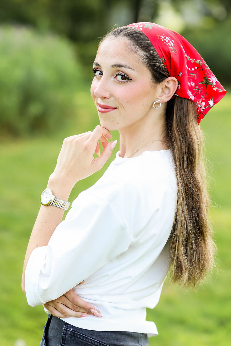 Red Silk Blossom Bandana