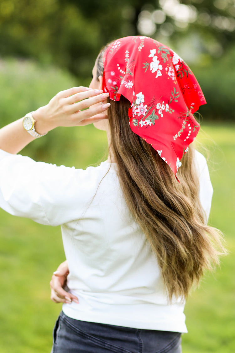 Red Silk Blossom Bandana