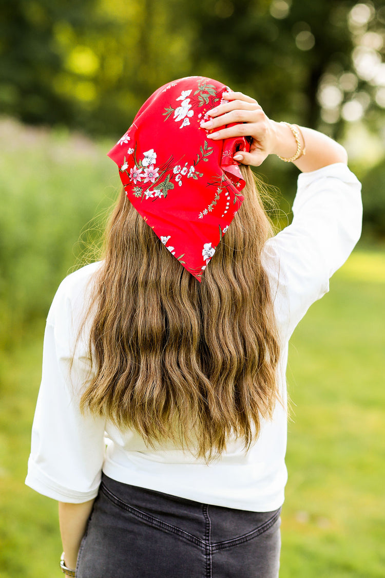 Red Silk Blossom Bandana