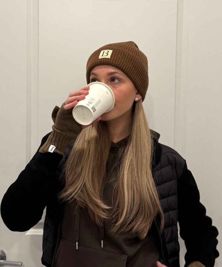 Brown Beanie Sherpa Logo