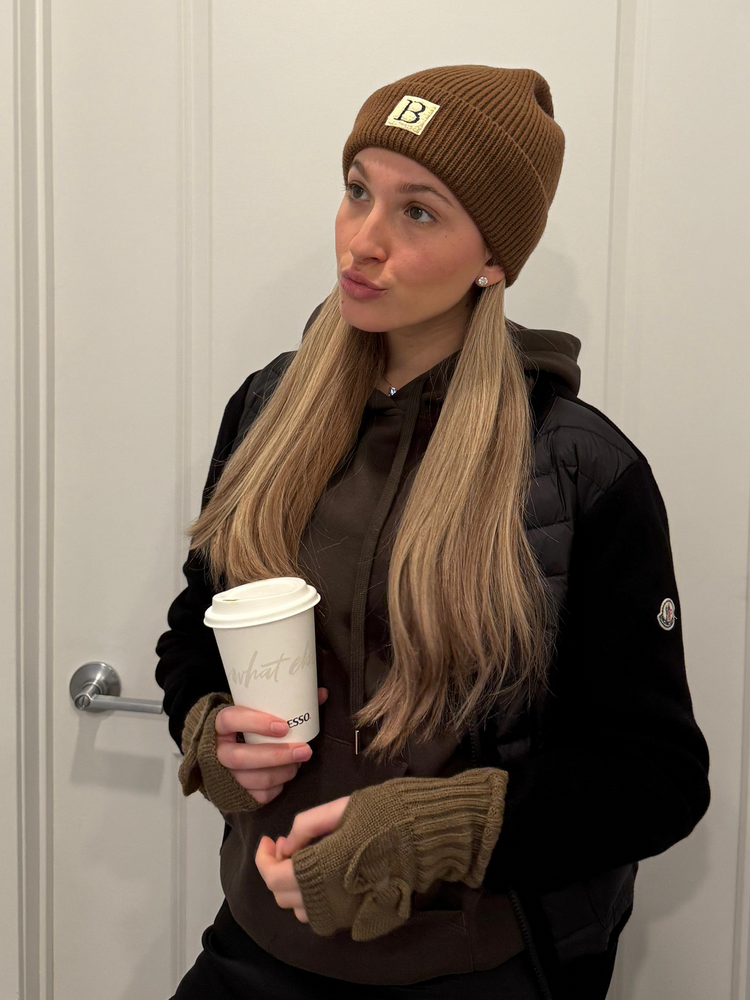 Brown Beanie Sherpa Logo
