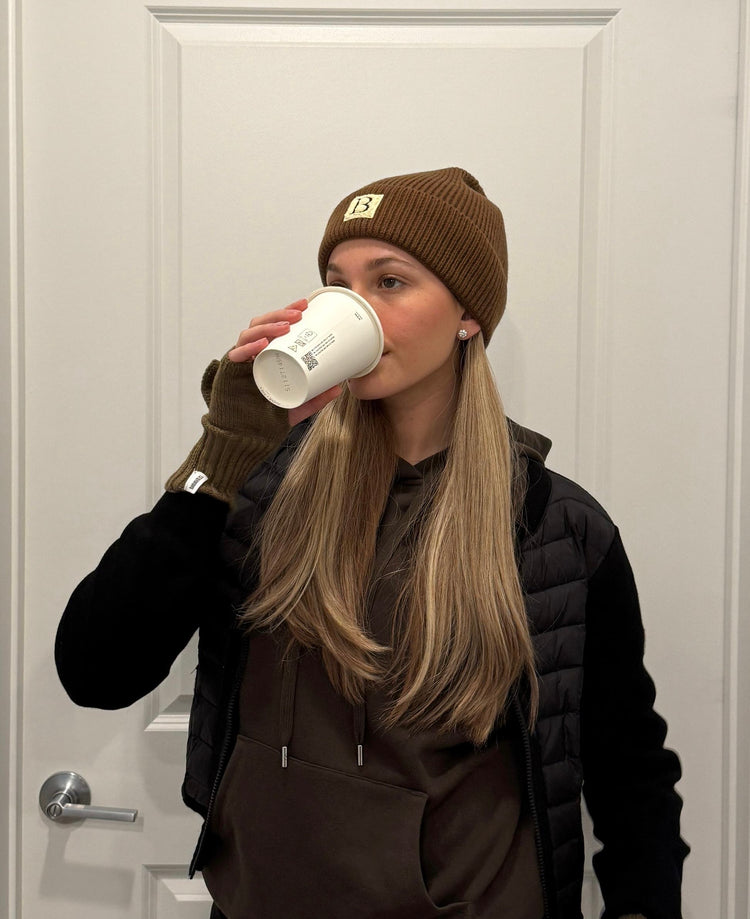 Brown Beanie Sherpa Logo