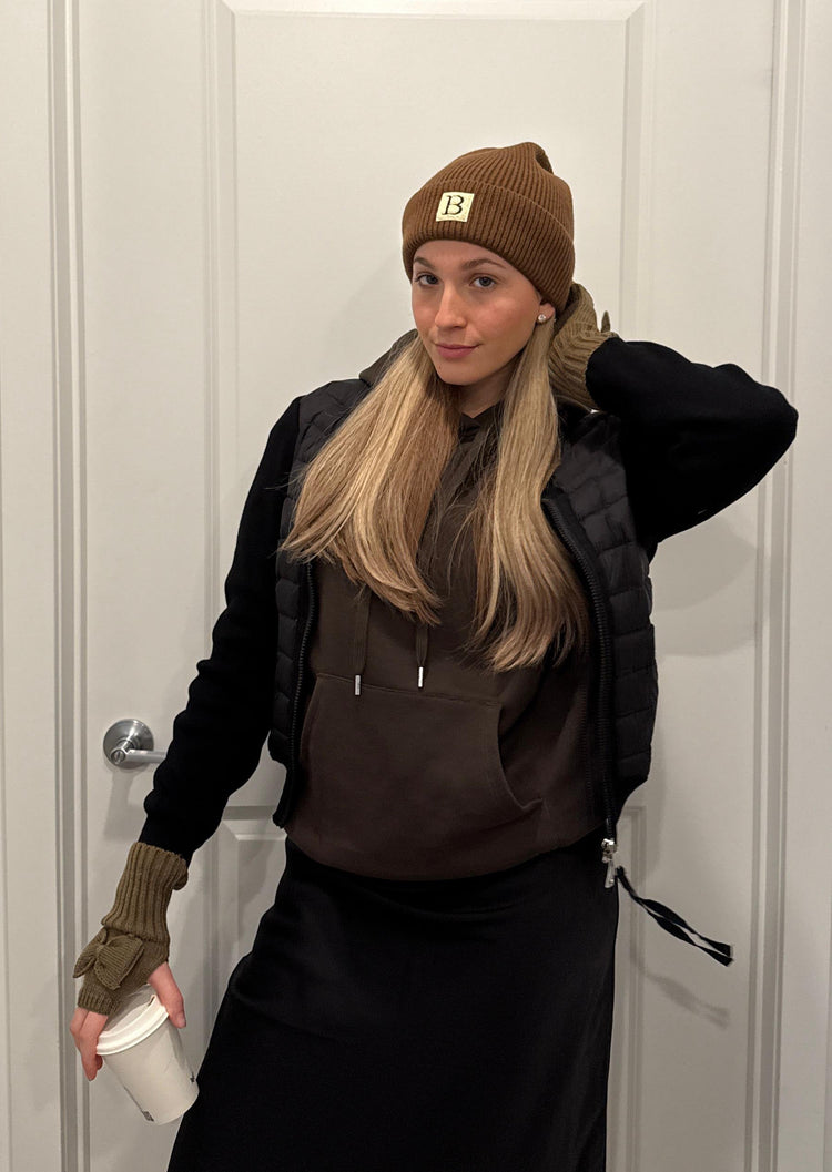 Brown Beanie Sherpa Logo