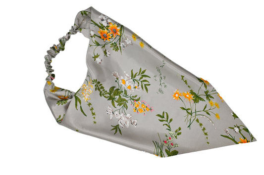 Silver/Gray Silk Blossom Bandana