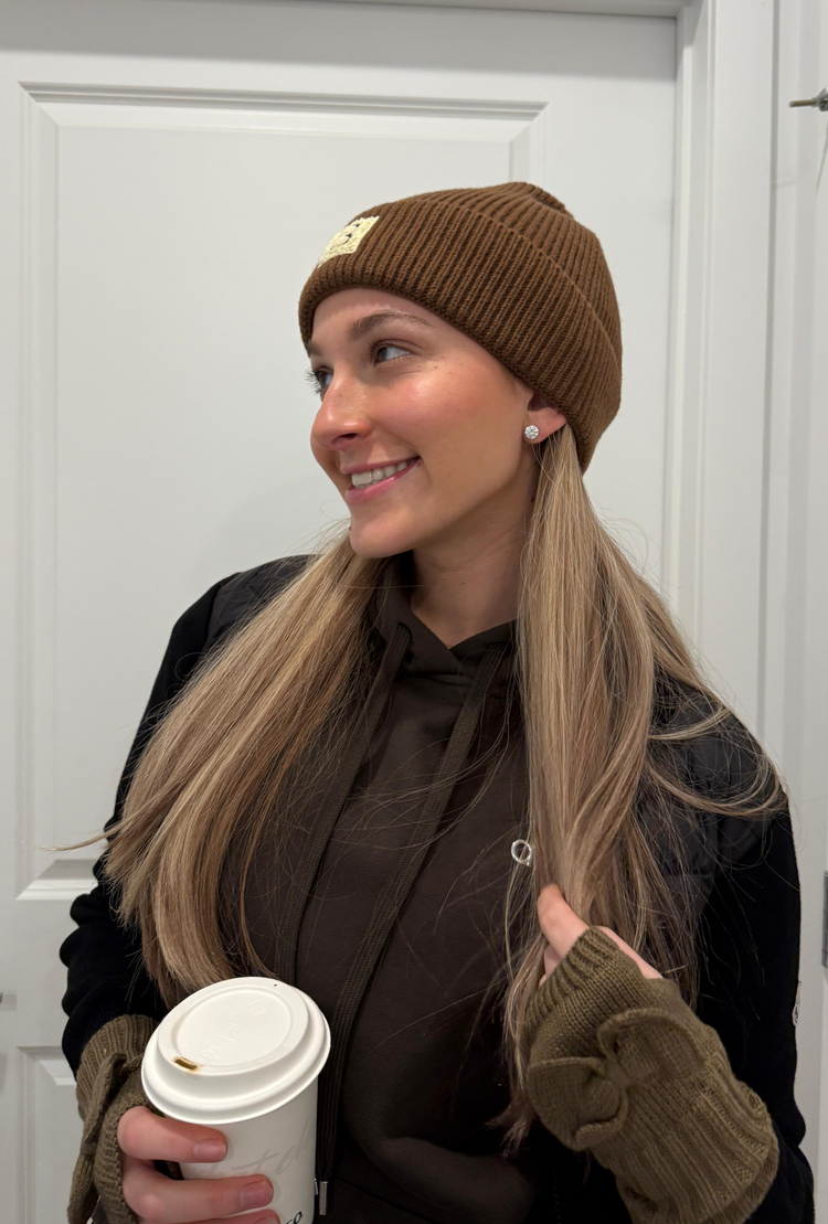 Brown Beanie Sherpa Logo