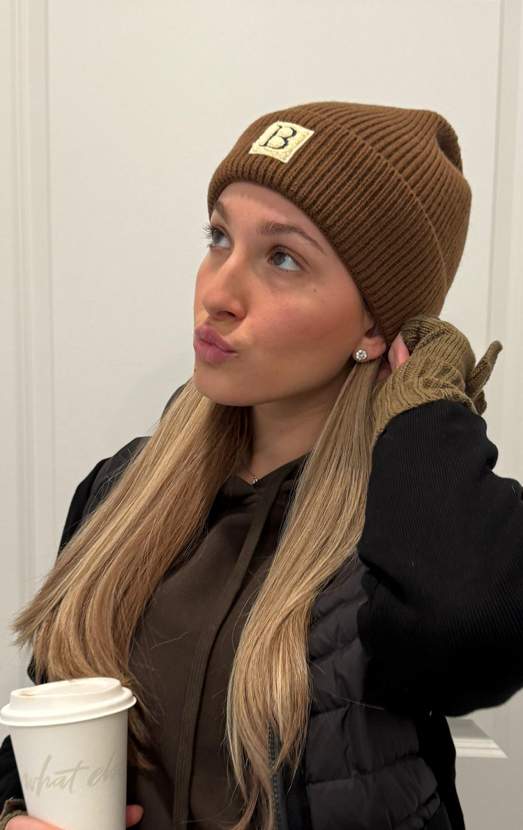 Brown Beanie Sherpa Logo