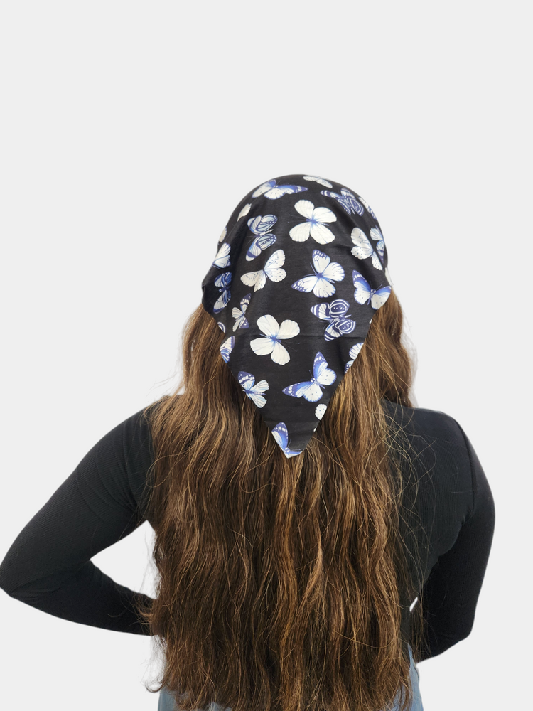 Butterfly Bandana (Black/Blue/White)