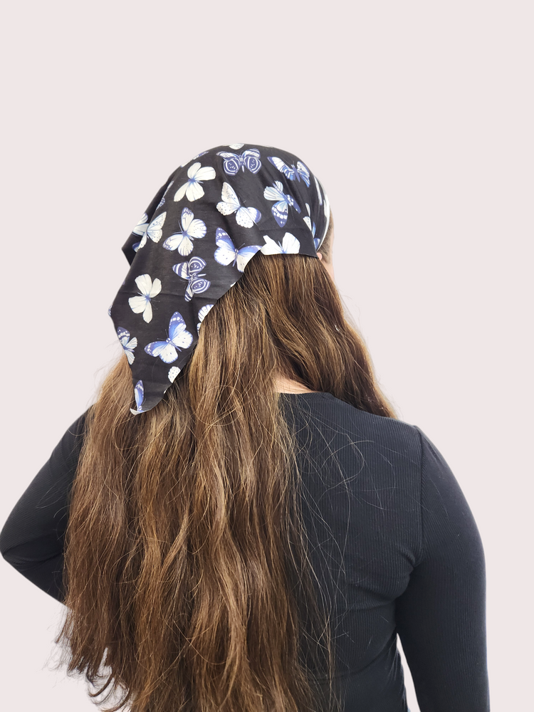 Butterfly Bandana (Black/Blue/White)