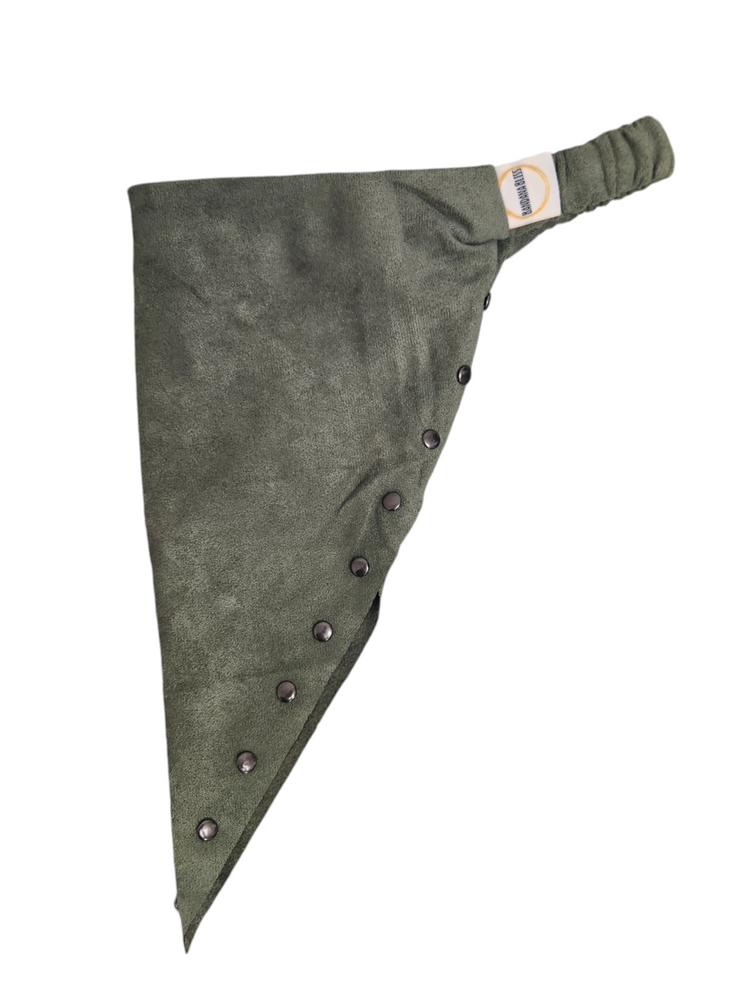 Suede Stud Bandana (Olive)